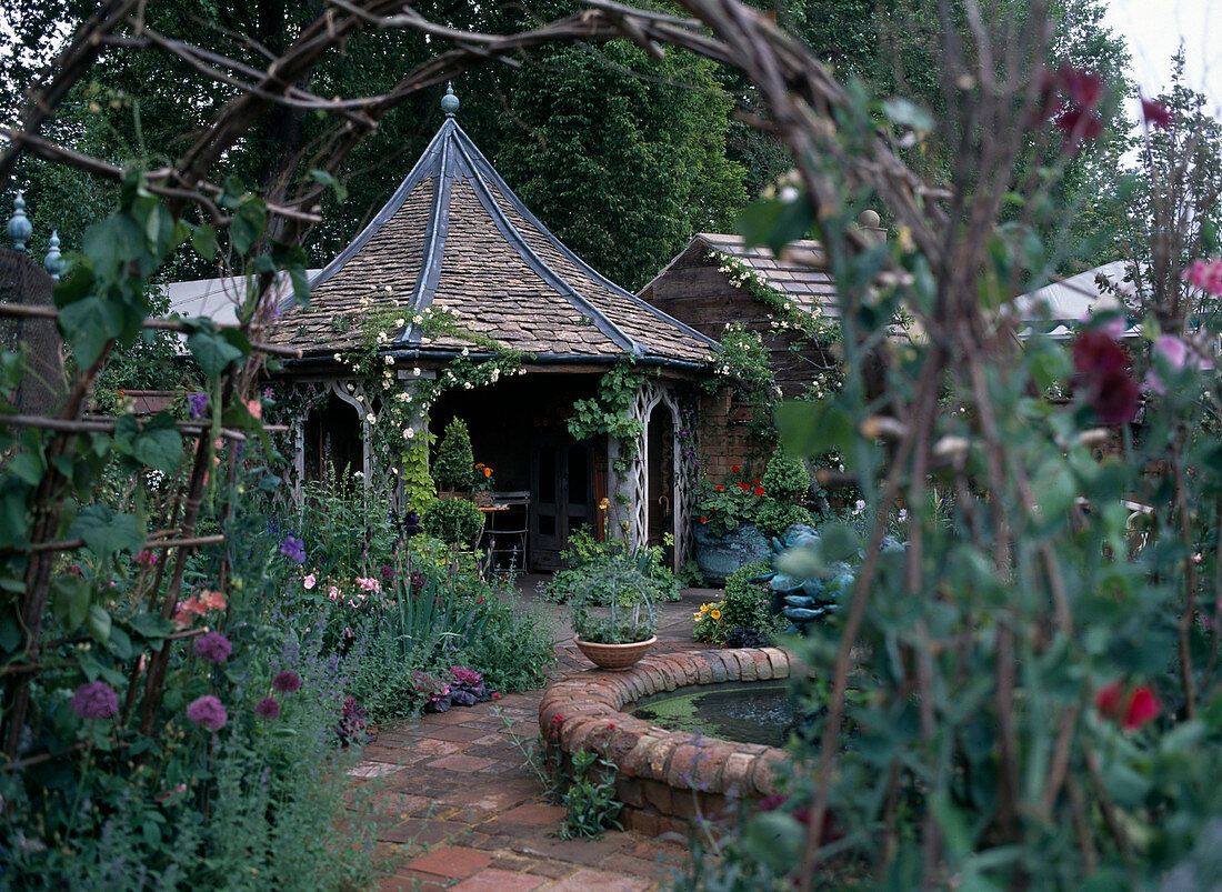 Pavilion with climbing plants