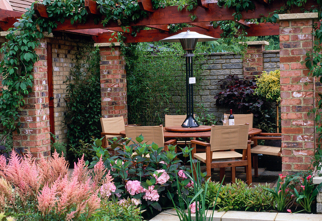 Seating under pergola