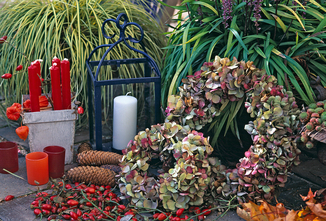 Wreaths made of hydrangea