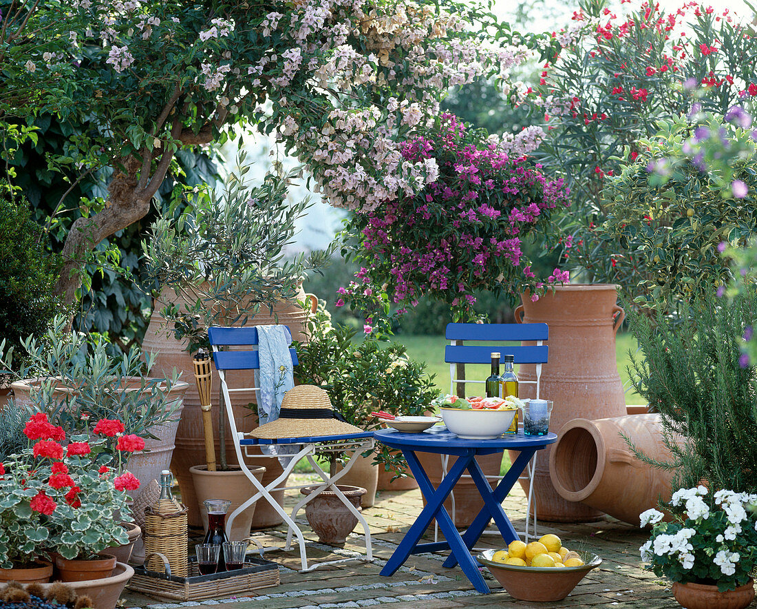 Terrace with Greek flair