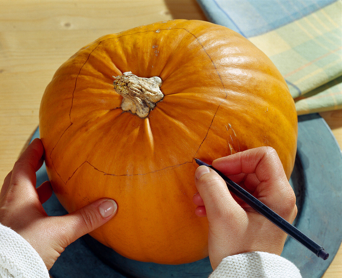 Hollowing out the pumpkin, record the lid