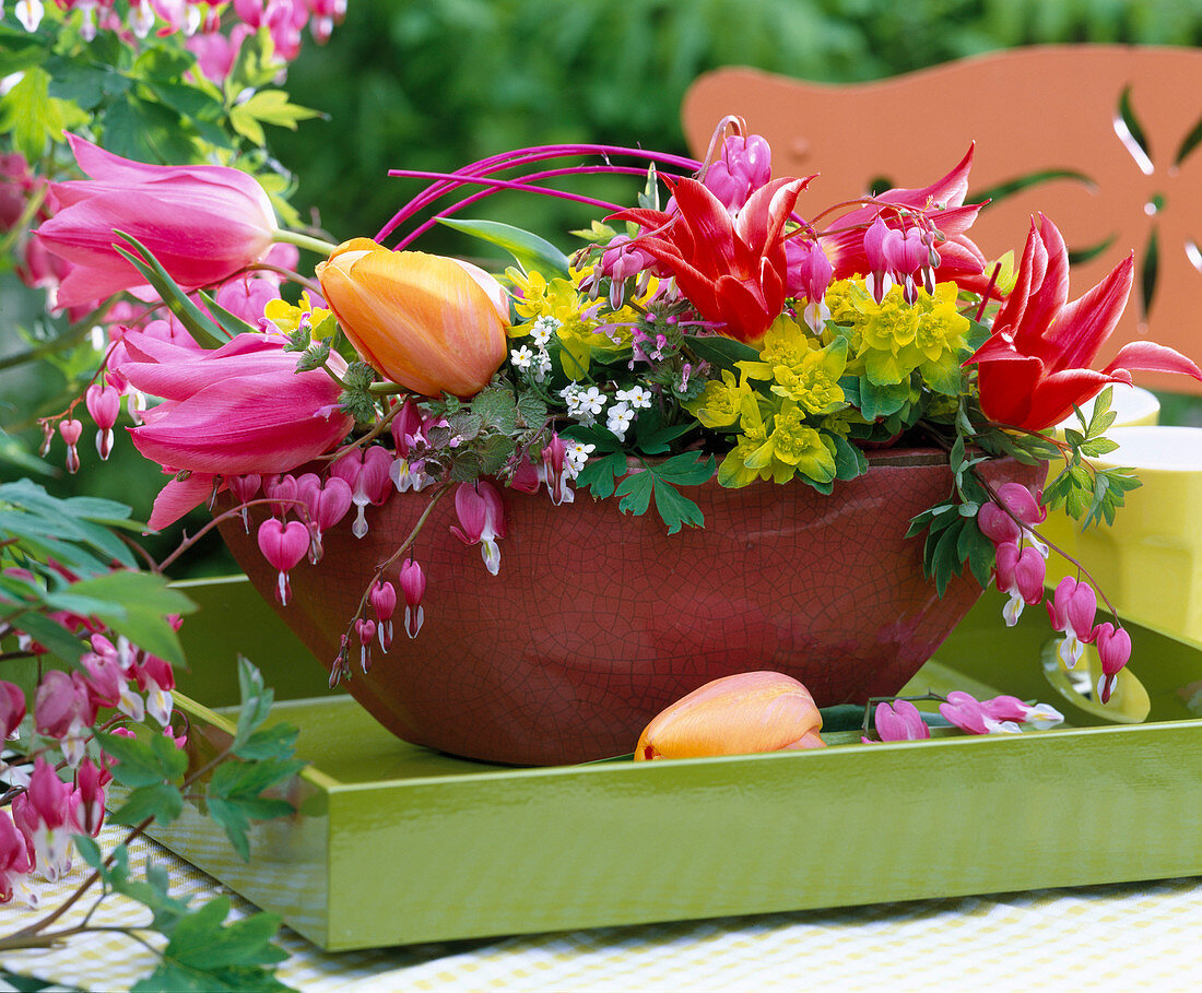 Jardiniere mit Tulipa (Tulpen)