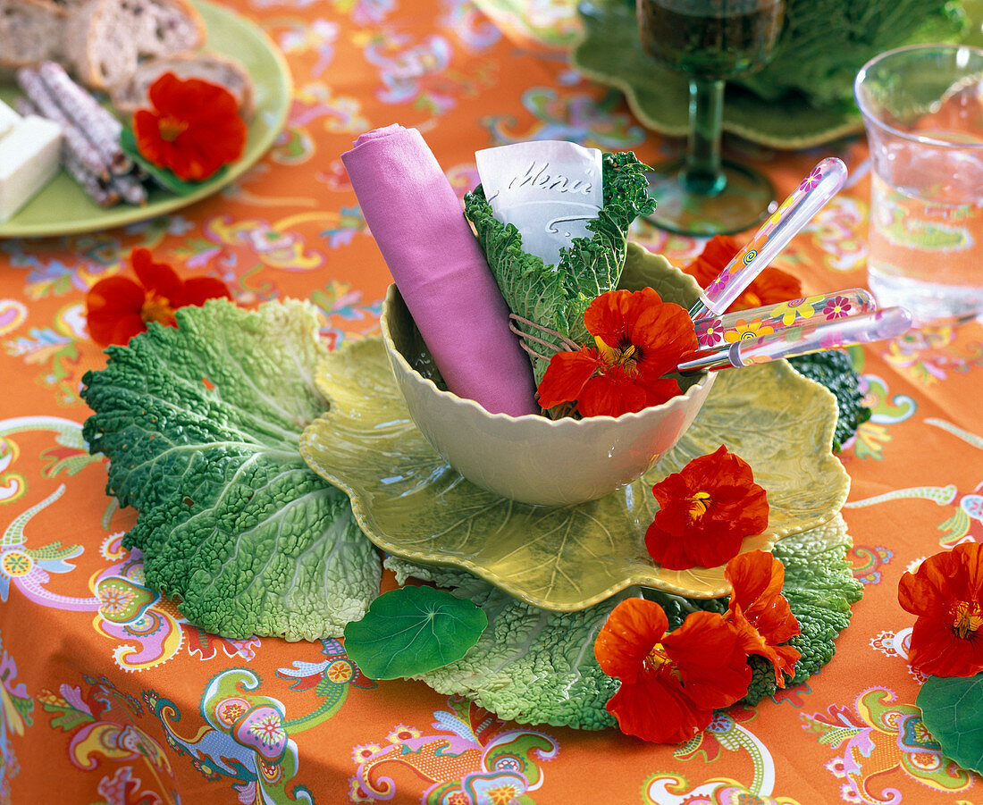 Brassica (savoy cabbage) as placemat