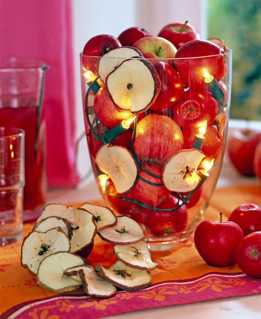 Apple jar with fairy lights
