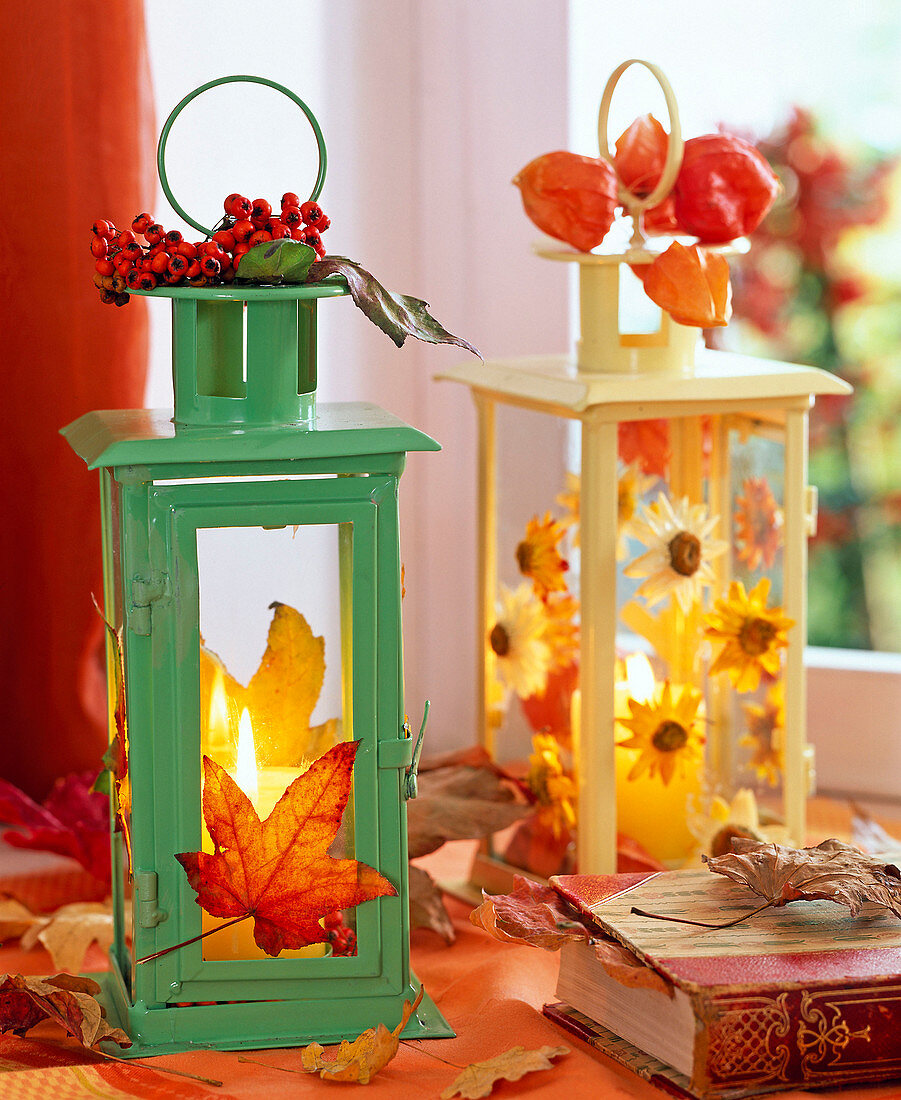Lantern covered with leaves