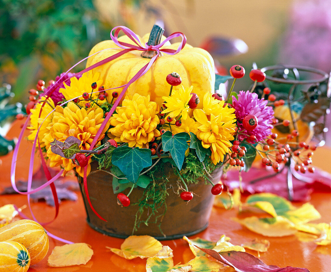 Chrysanthemum Pumpkin Arrangement