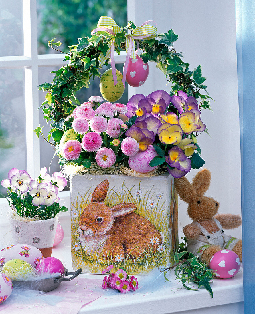Easter planting with napkin 'bunny'
