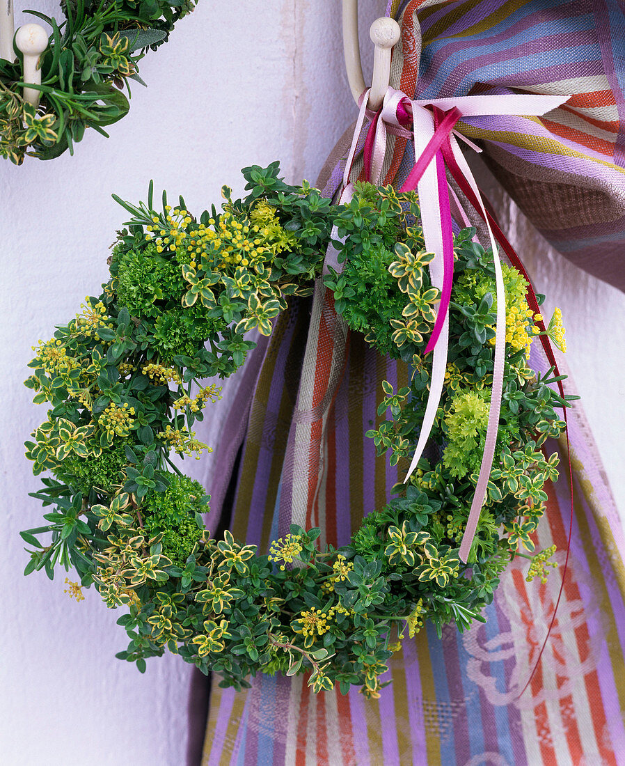 Wreath with oregano (oregano), thymus (thyme), petroselinum