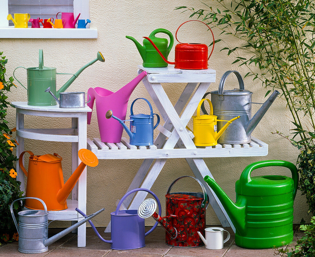 Still life with different watering cans