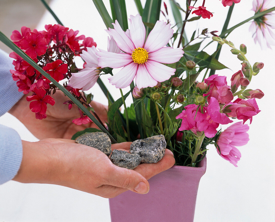 Extratipp : bei windigem Wetter Steine zum Beschweren in die Blumenvase geben