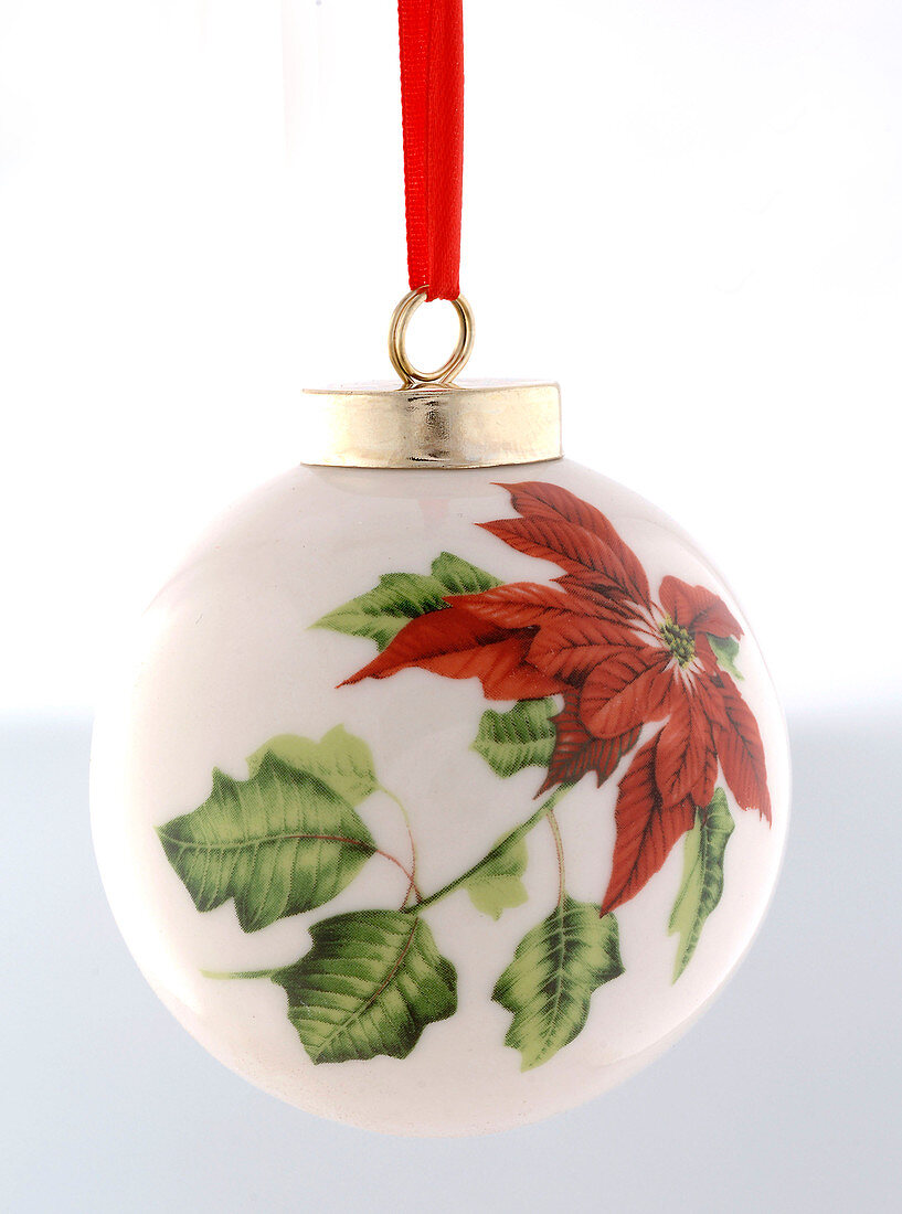 Christmas tree ball with poinsettia motif, cut out