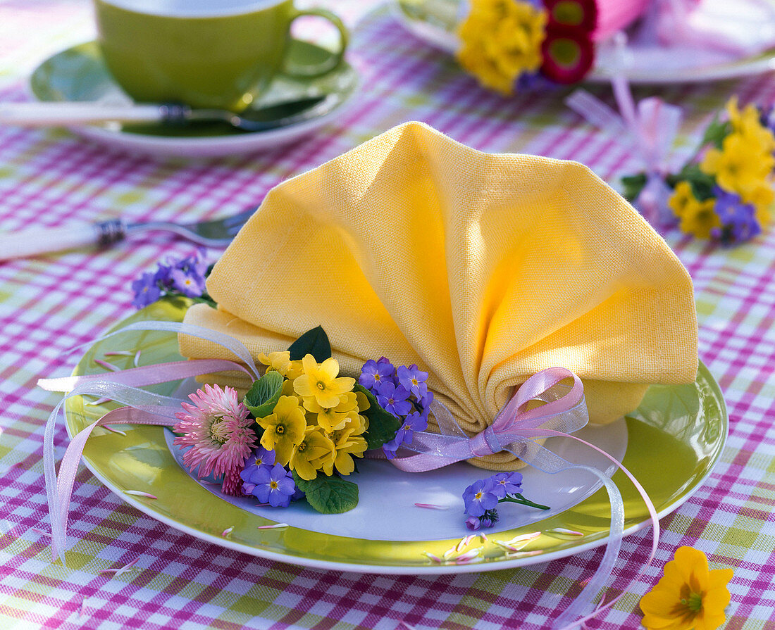 Colorful spring table decoration