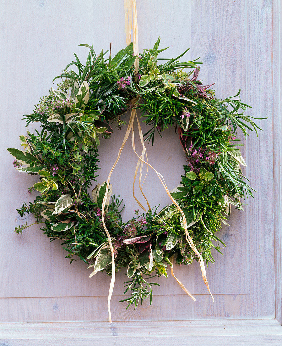 Wreath of herbs, Salvia, Rosemary, Origanum