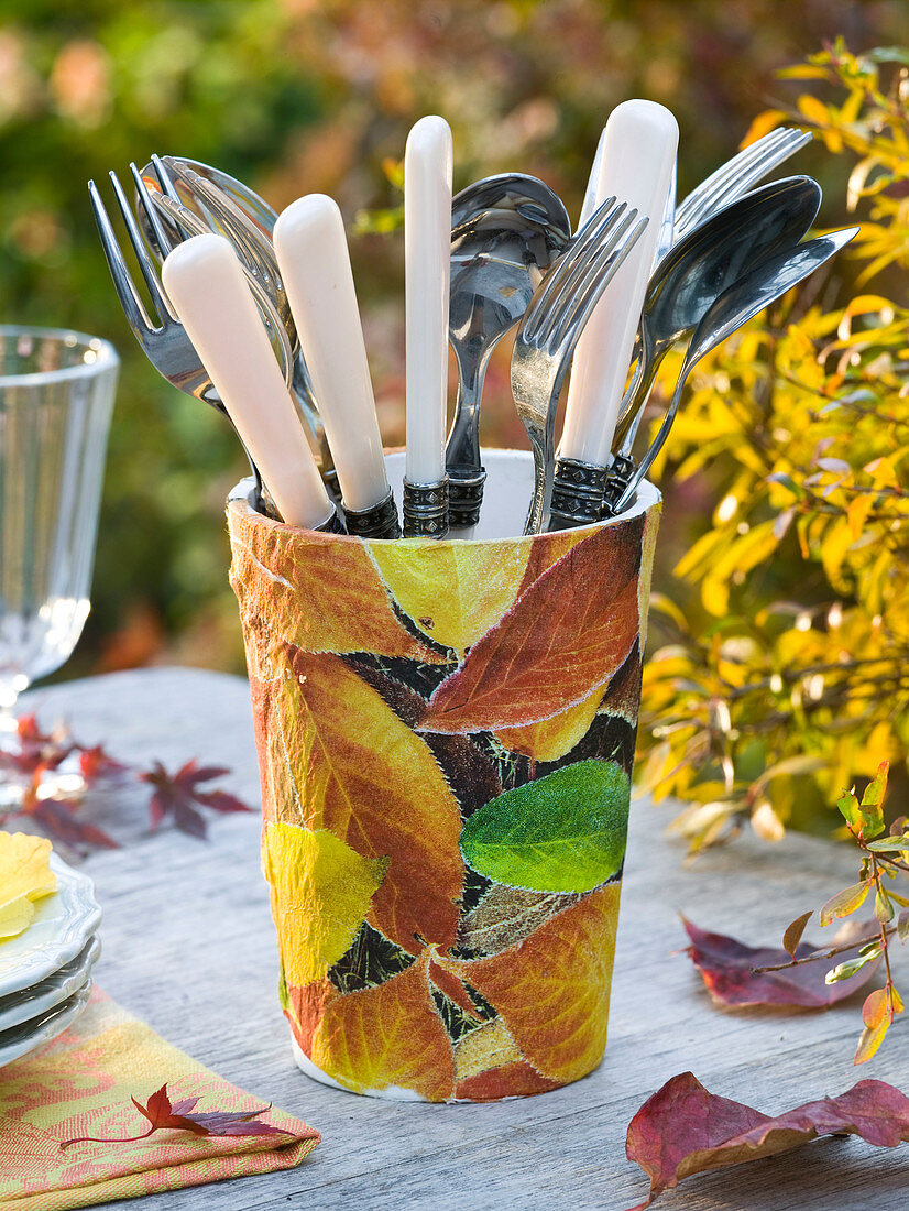 Cutlery with napkin 'Herbstlaub'