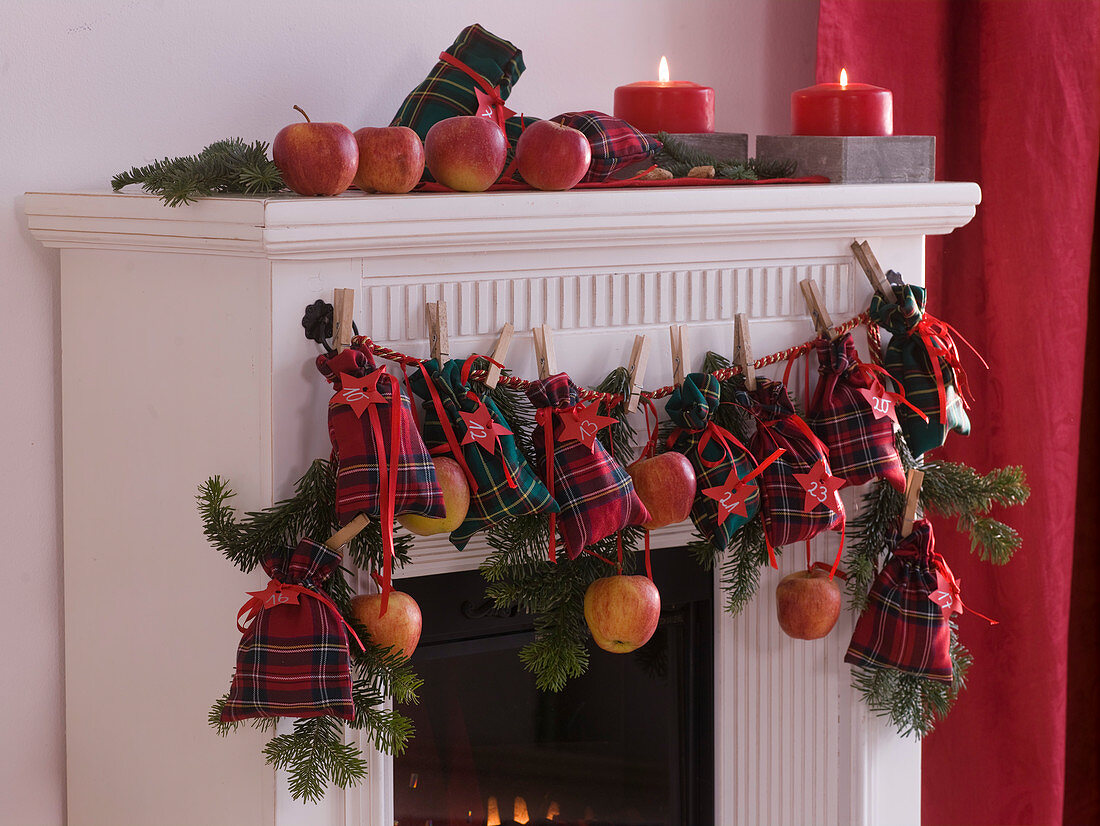 Adventskalender aus nummerierten Säckchen - schottisch