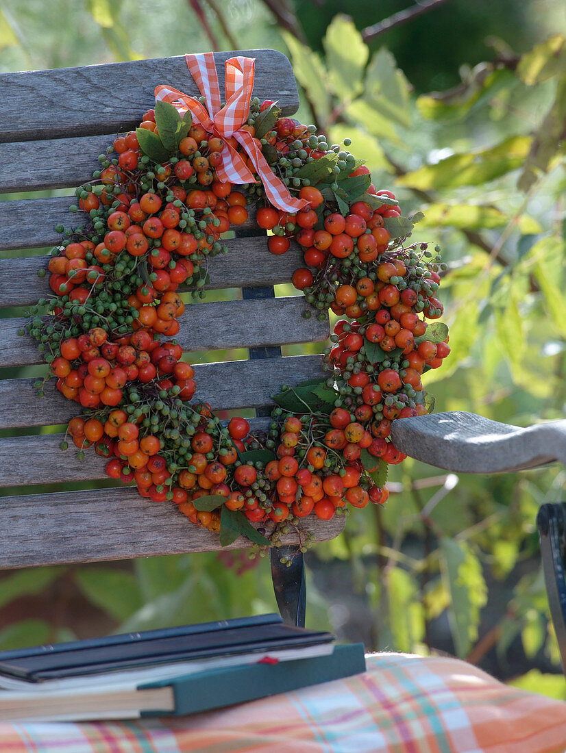 Wreath of rowanberries and elderberry