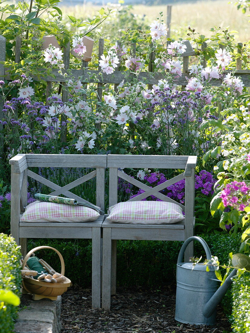 Bauerngarten mit Malvenbeet