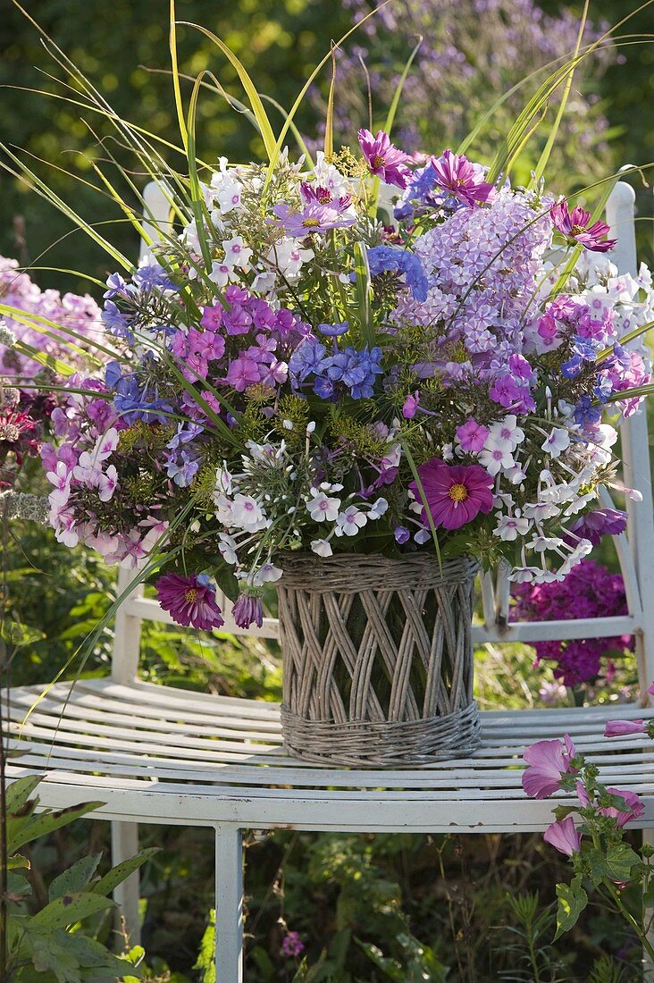 Fragrant bouquet of phlox, cosmos