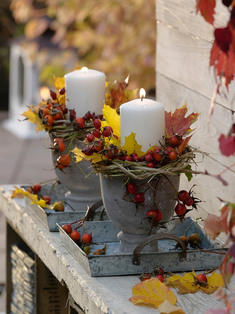 Autumn arrangements with candles