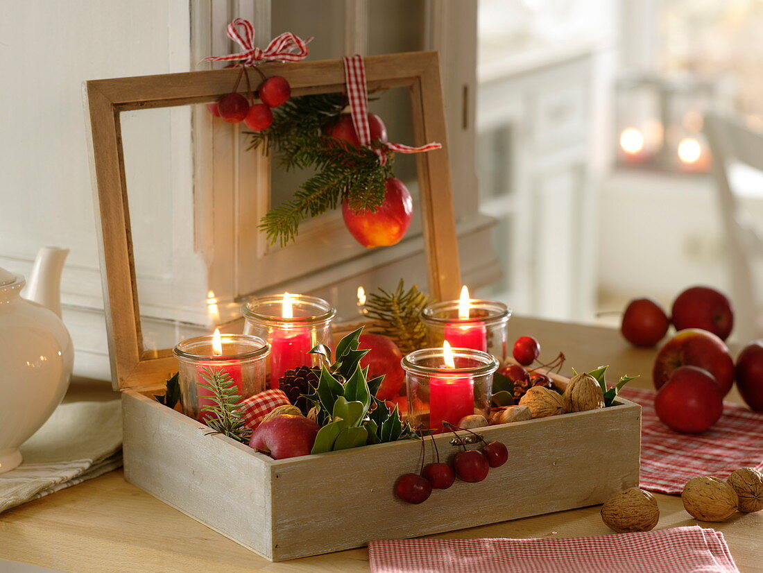 Wooden box as an unusual Advent wreath