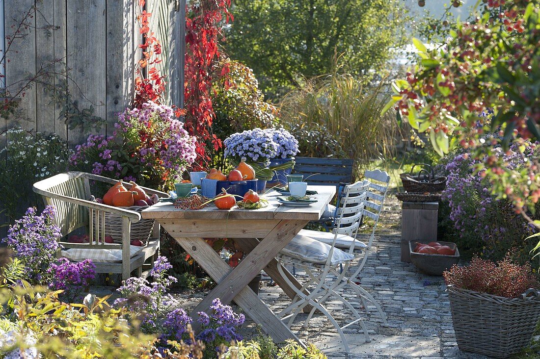 Autumnal terrace at the garden house