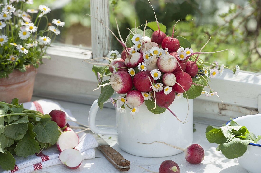 Edible posy at the greenhouse window