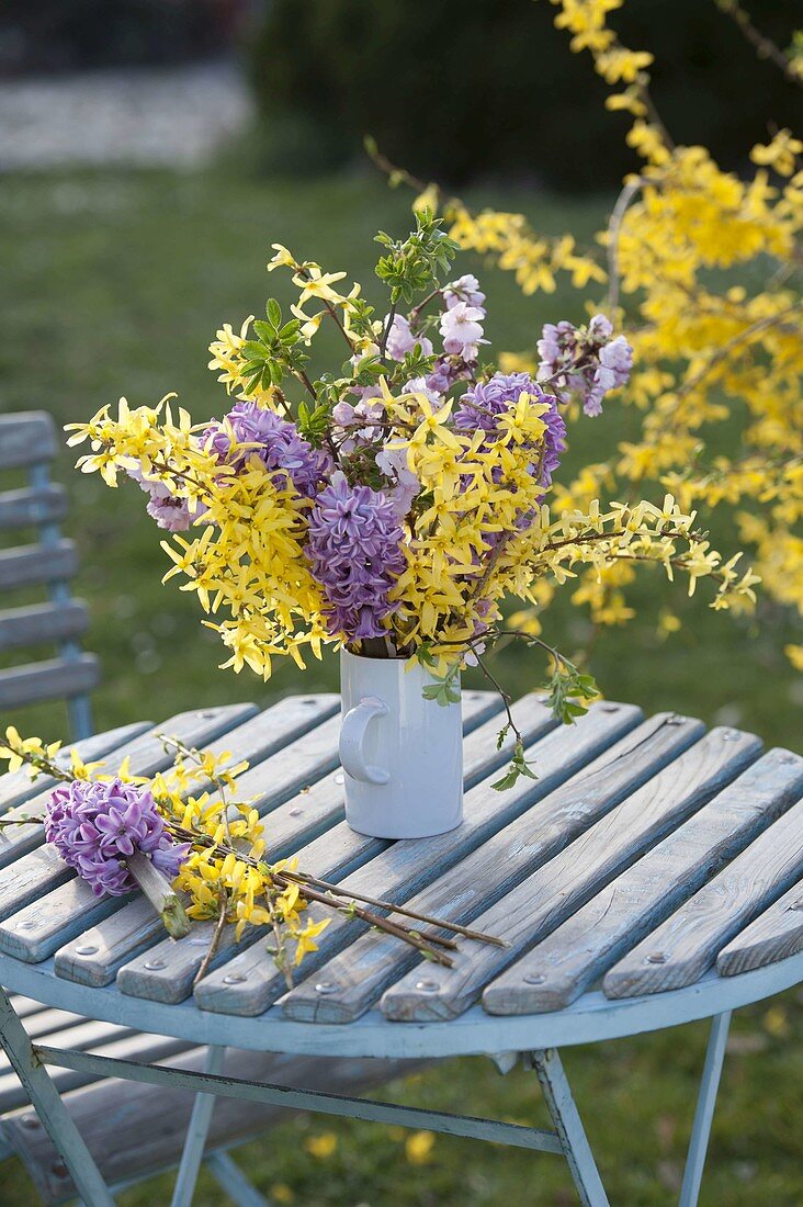 Fragrant bouquet of Forsythia, Hyacinthus