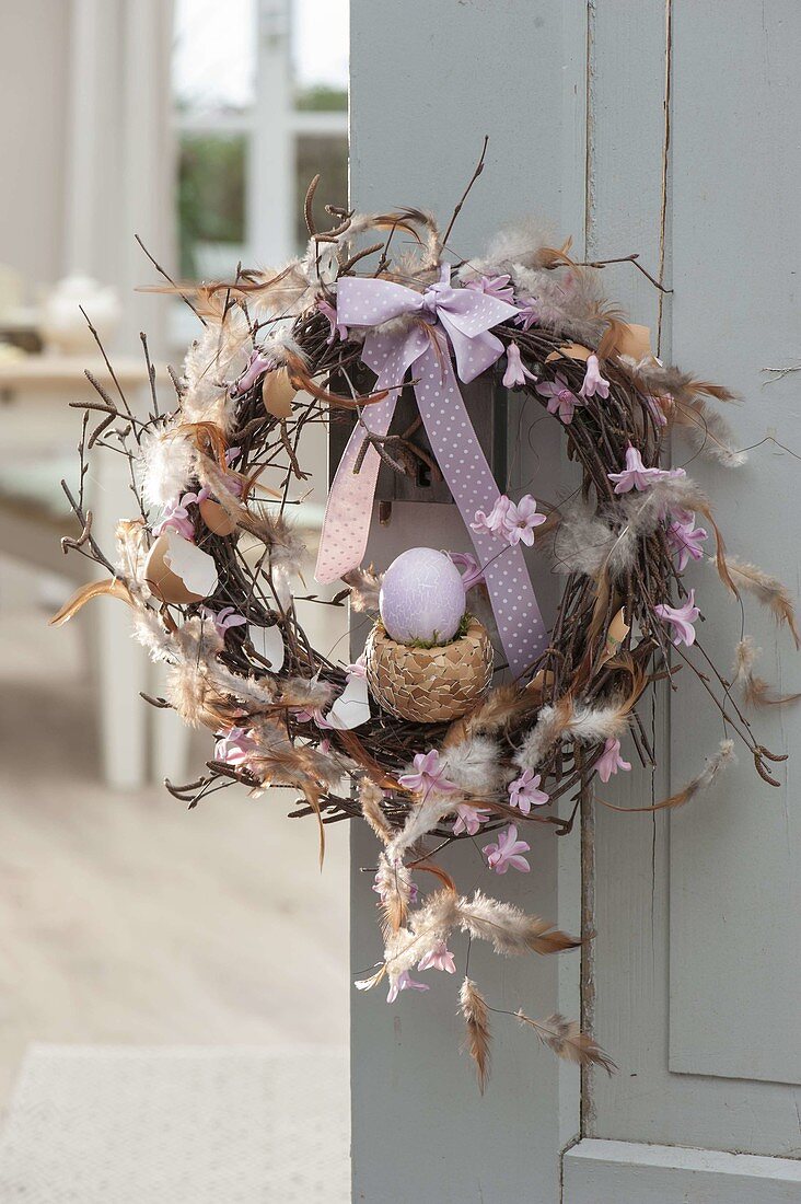 Easter door wreath from branches of betula (birch)
