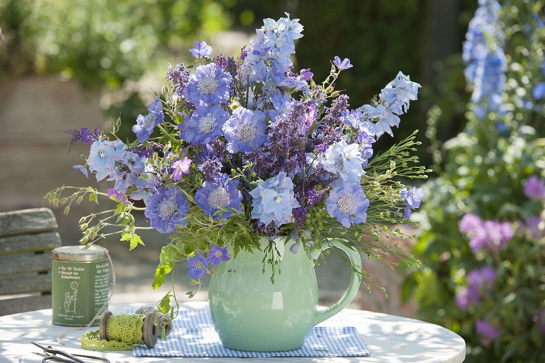 Blue Bouquet from Scabiosa, Delphinium