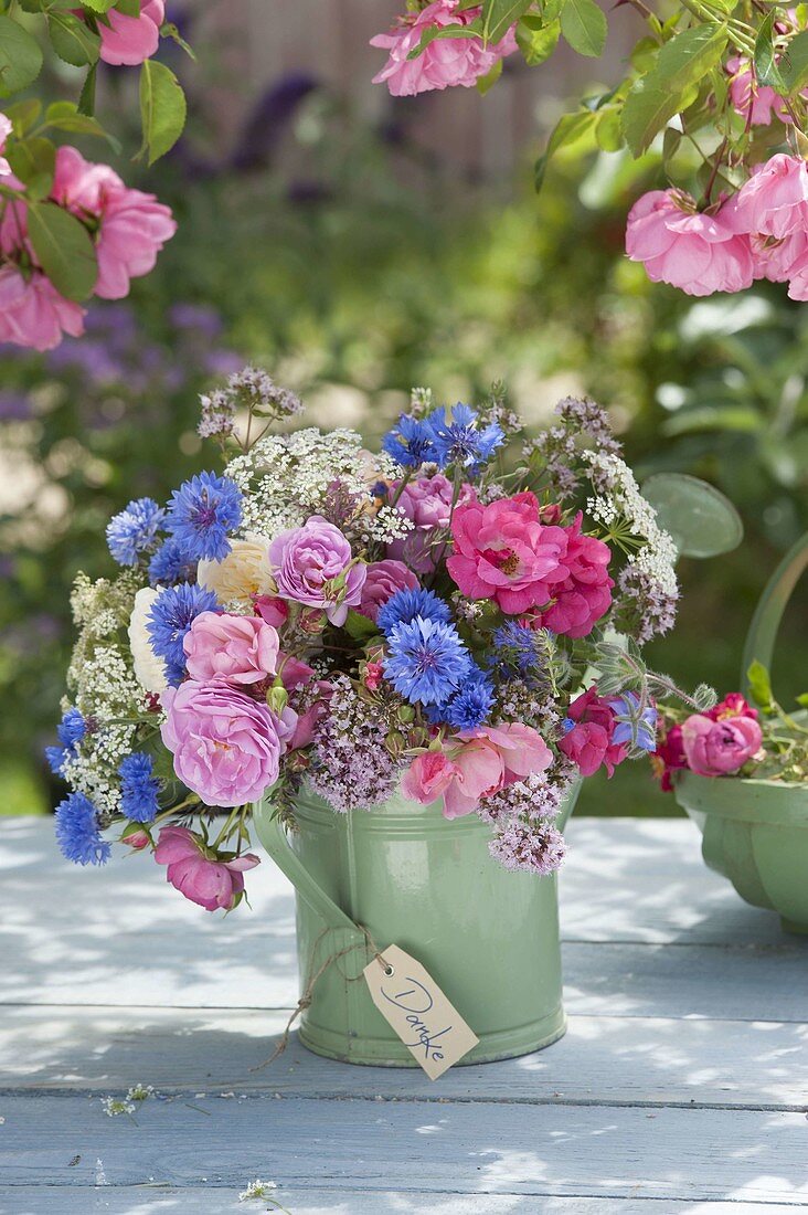 Bouquet in watering can