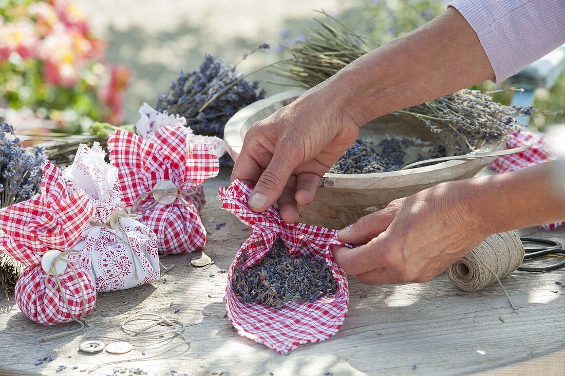 Making lavender sachets out of scraps