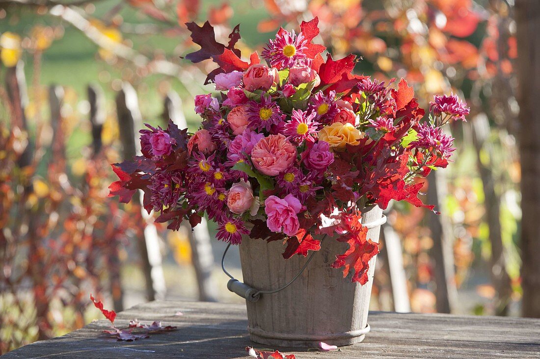 Autumn bouquet of chrysanthemum (autumn chrysanthemum), pink (rose)
