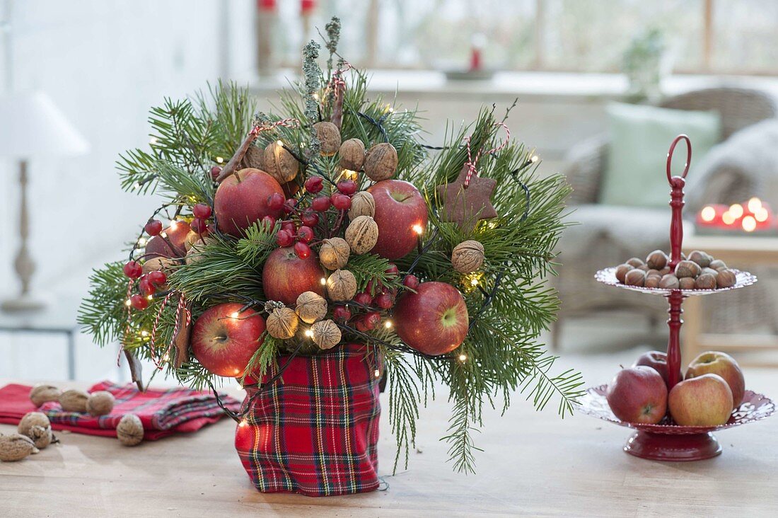 Christmas bouquet of abies and pinus branches
