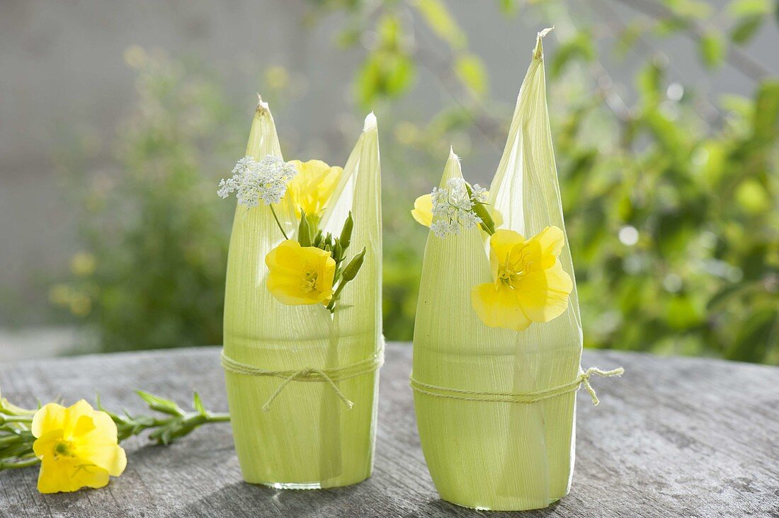 Preserving jars disguised with corn leaves