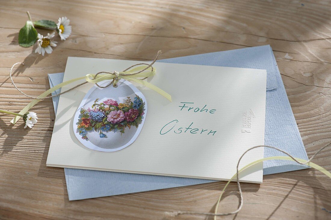 Oster Grusskarte Frohe Ostern, selbst gestaltet mit Oster-Oblate
