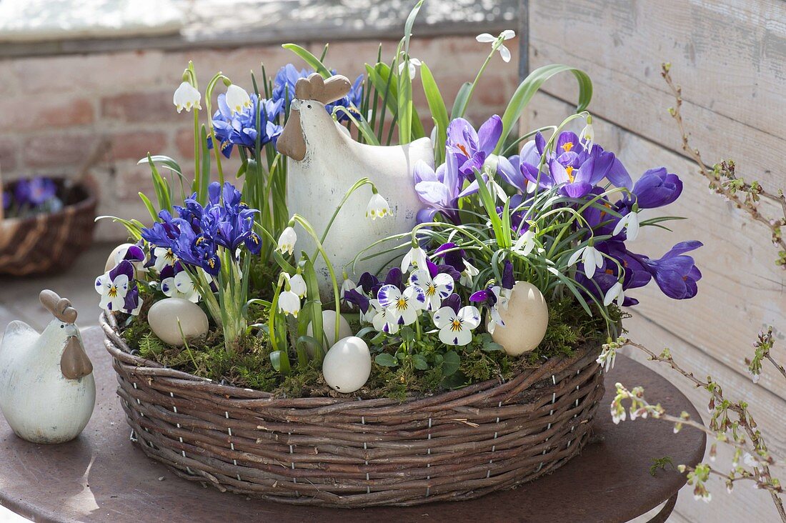 Easter in purple-white planted wreath
