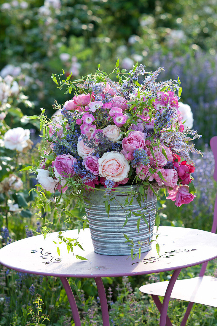 Lavish bouquet of different pinks (rose), Veronica