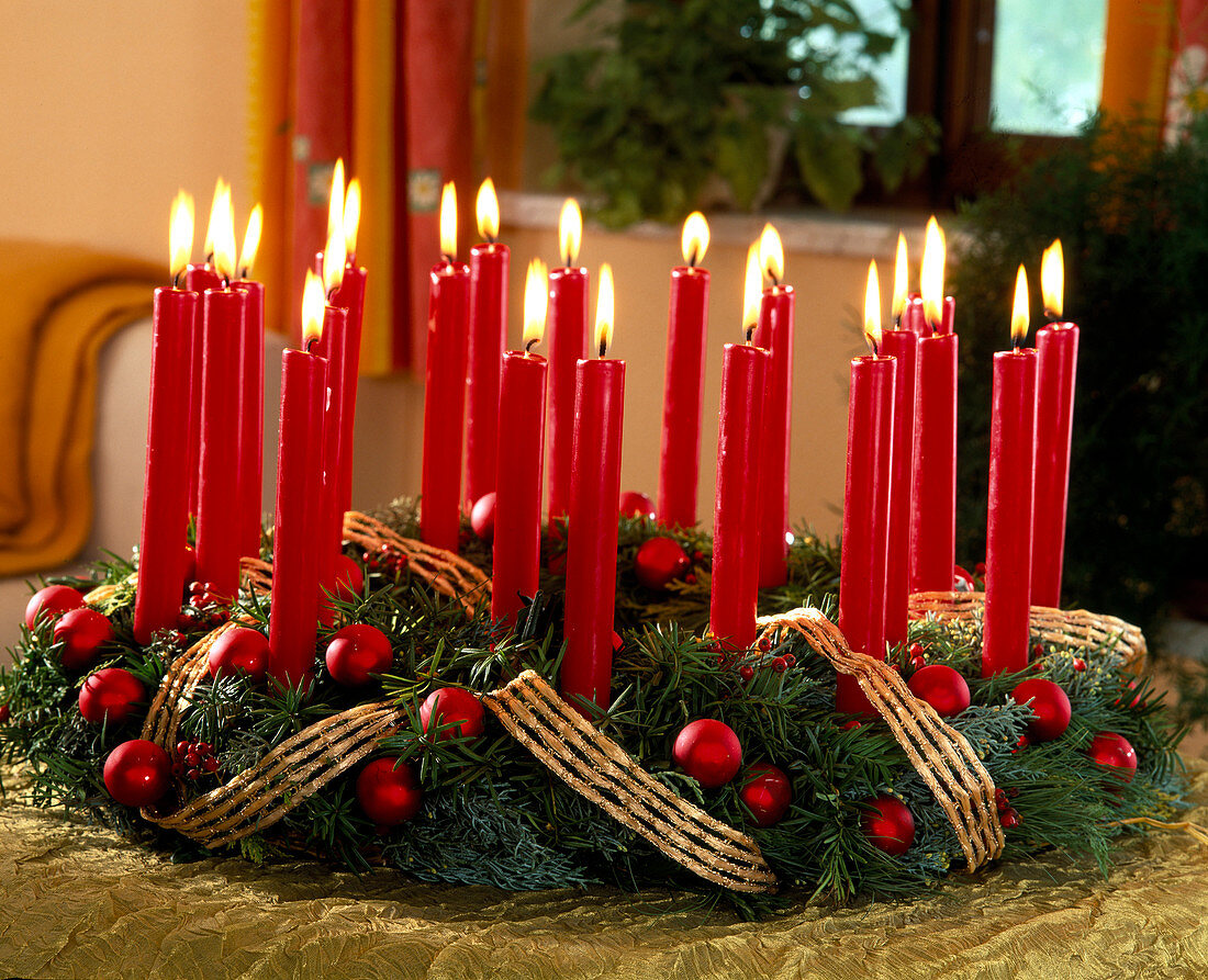 Traditional Advent wreath with 24 candles