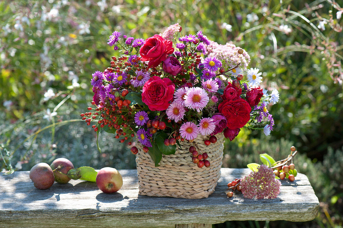 Autumnal bouquet of Rose, aster