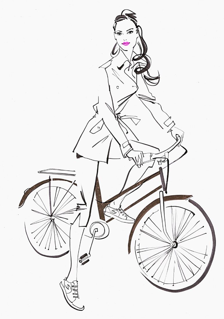 Attraktive Frau mit Fahrrad