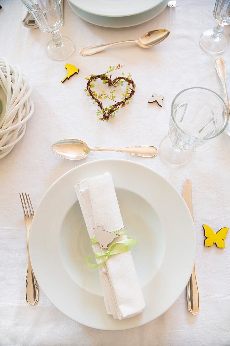 Place setting on spring dining table