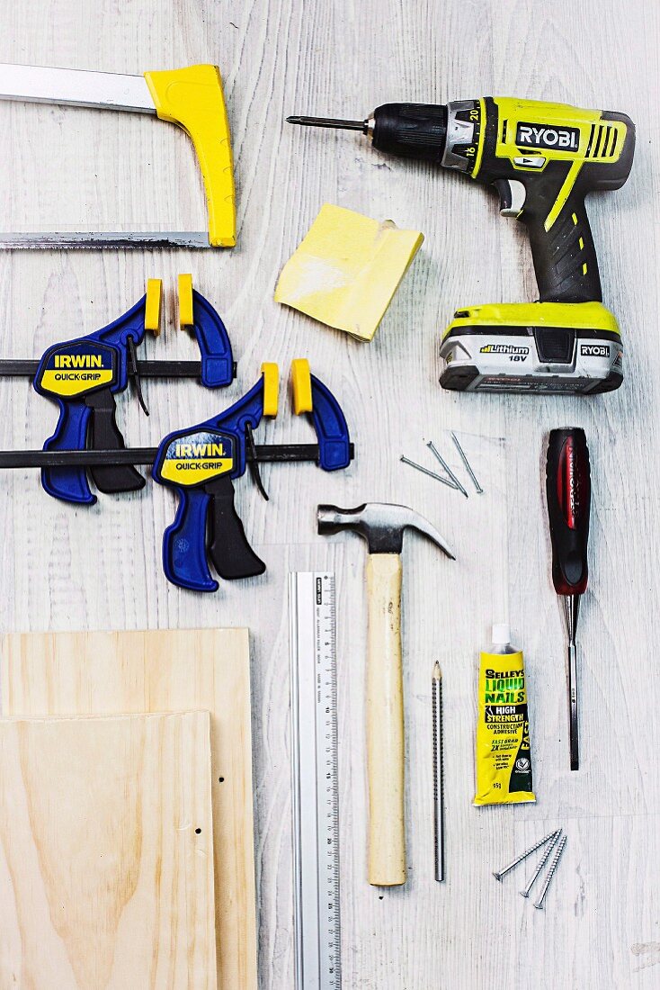 Tools and materials for making a small shelf