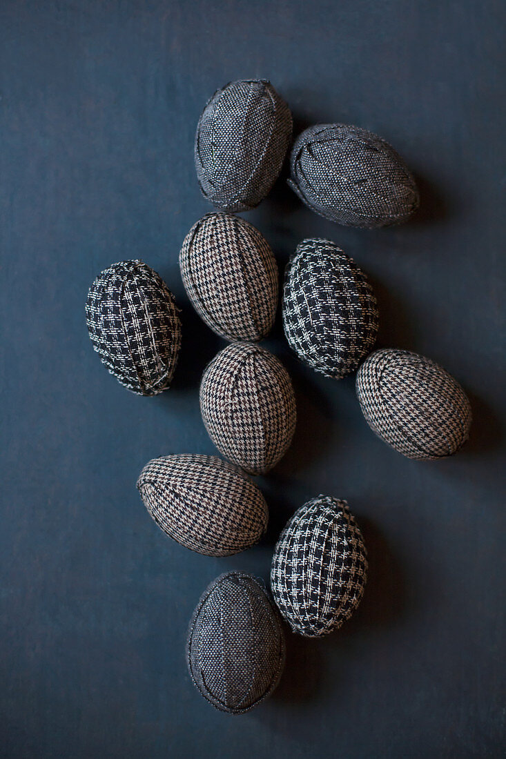 Easter eggs wrapped in fabric