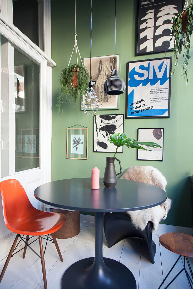 Classic furniture in conservator with green wall