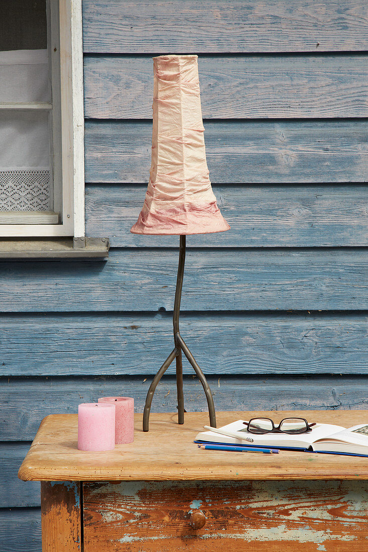 Hand-made hand-dyed silk lampshade