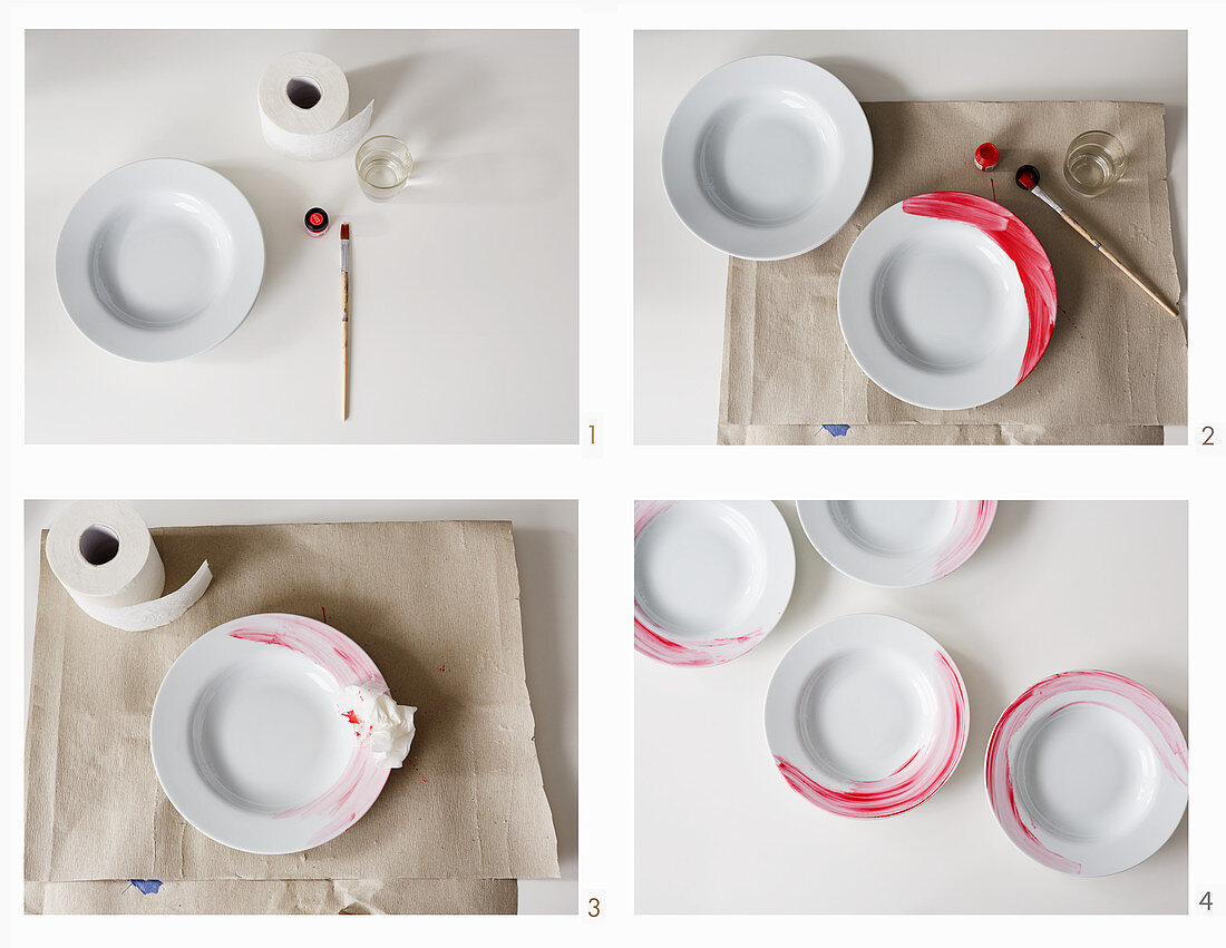 Painting plates with porcelain paint