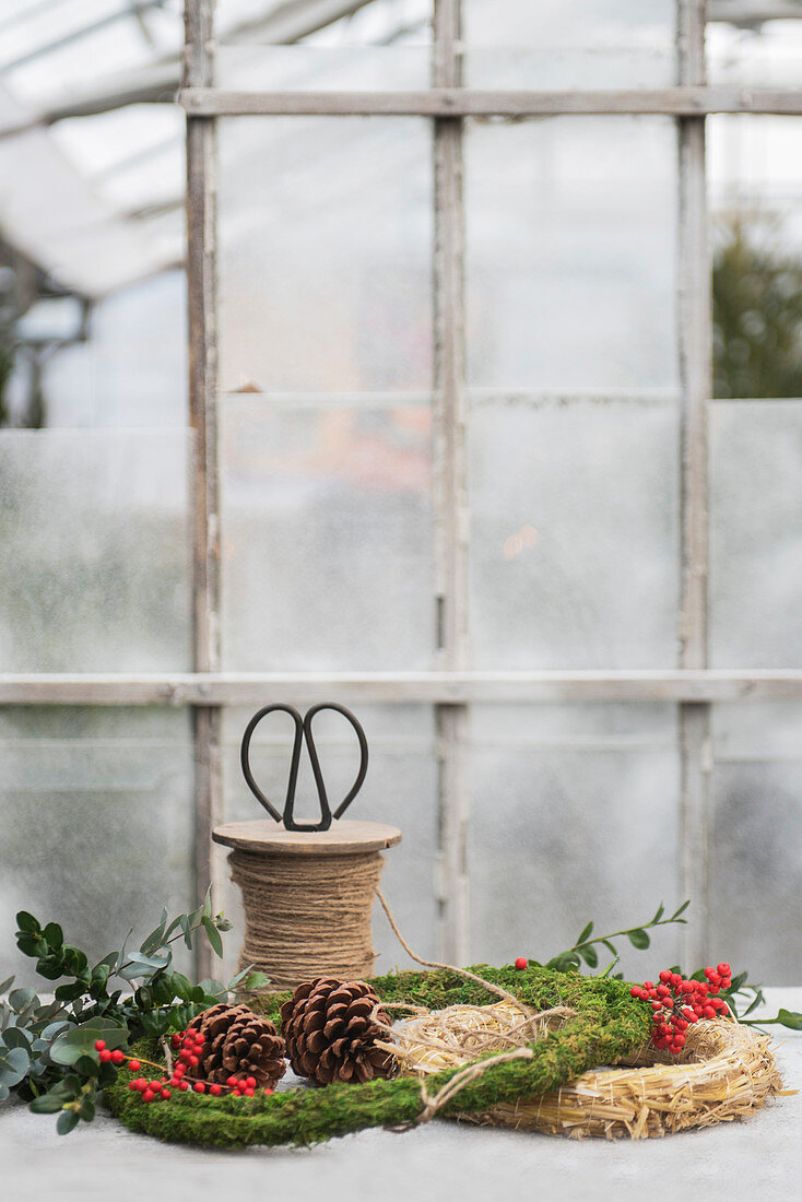 Florists' utensils in greenhouse