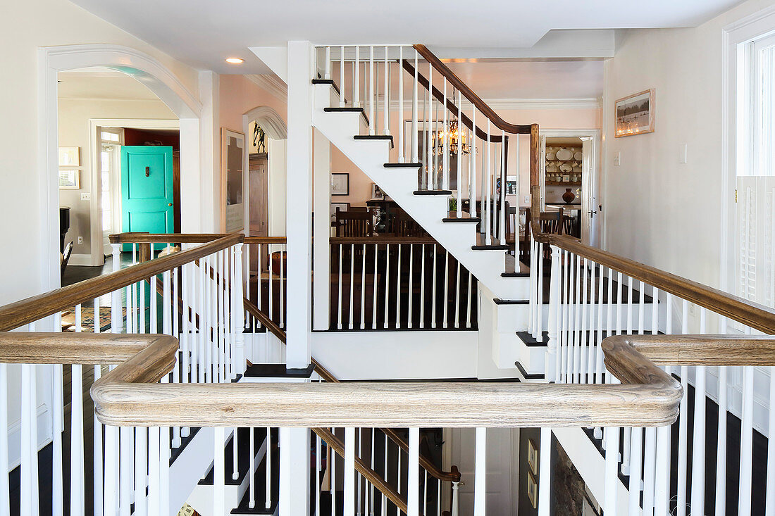 Staircase leading to various storeys with gallery landing