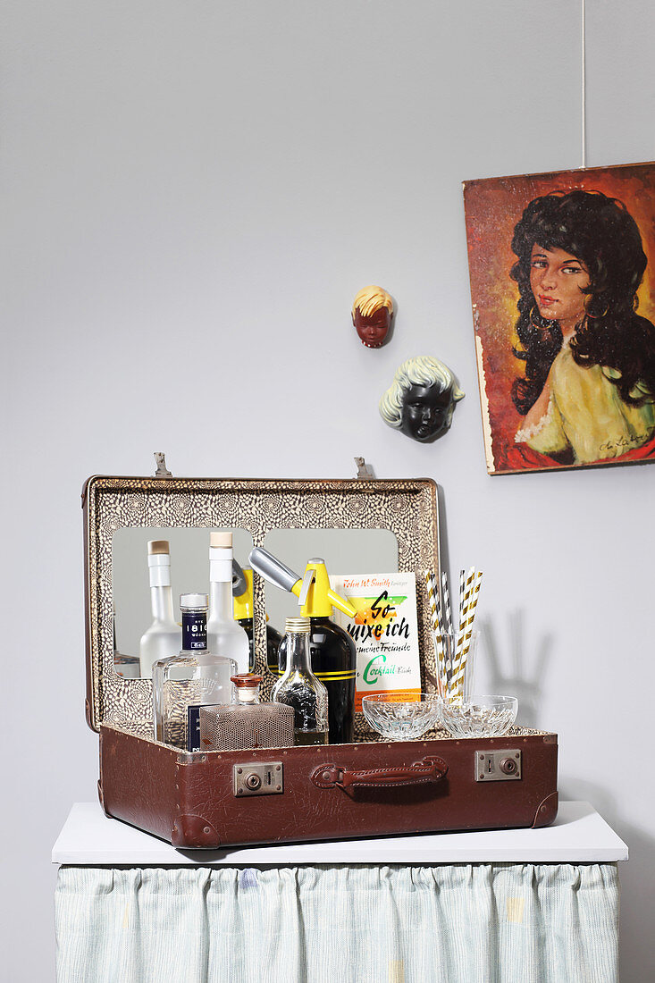 DIY drinks case made from old suitcase
