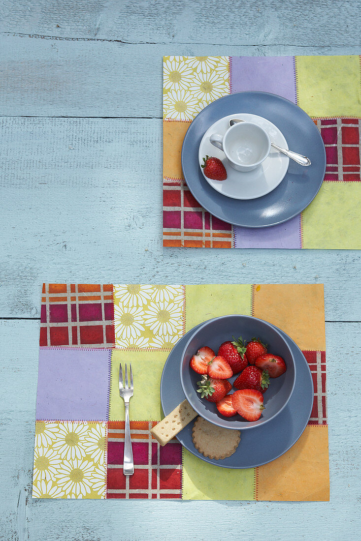 Sewn, patchwork, paper table mats